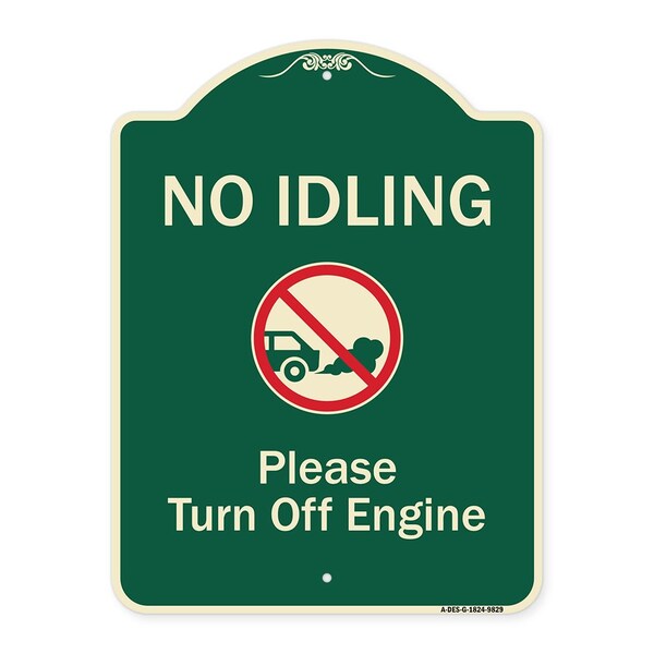 Designer Series-No Idling Please Turn Off Engine With Graphic, 24" x 18", G-1824-9829